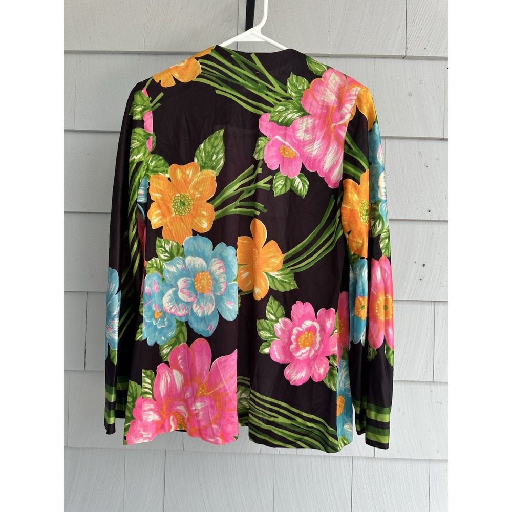 Vintage Boho Floral Blouse Kimono Style Open Front M‎ 6 8 - Picture 2 of 3